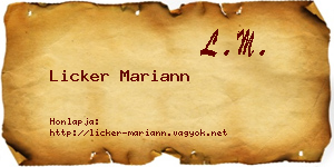 Licker Mariann névjegykártya